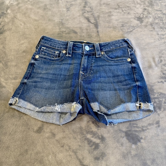True Religion Women's Jennie Flap Rolled Denim Shorts, Size 26 - Picture 4 of 9